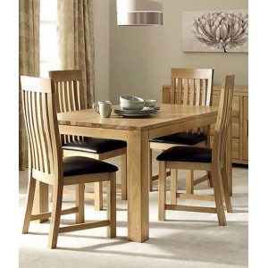 Square 90cm : Bàn Ăn Gỗ Sồi Vuông 90cm + 4 Ghế ( KD2343 - Mặt Nệm PU )